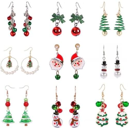 New Christmas Earrings Crystal Snowman Jewelry Christmas Tree Stud Earring For Women Creative Party Accessories Girl Gifts