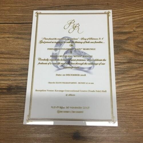 New design printing white acrylic card wedding favor luxury laser cut wedding invitations