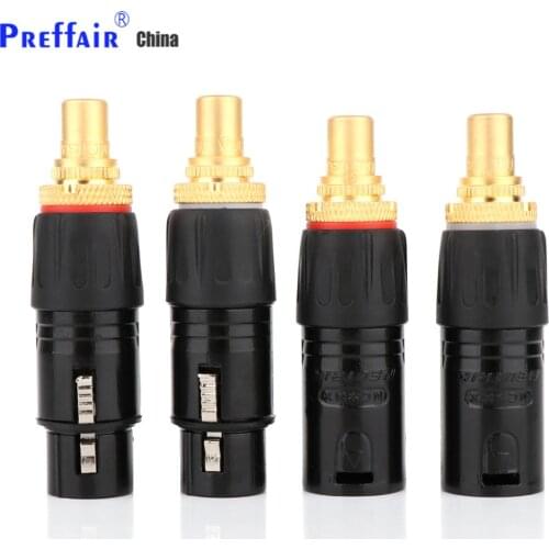 2PC NEUTRIK XLR male to RCA Female Socket Adapter plated gold RCA plug XLR to RCA Female Socket Adapter Gold Balanced Cable Plug