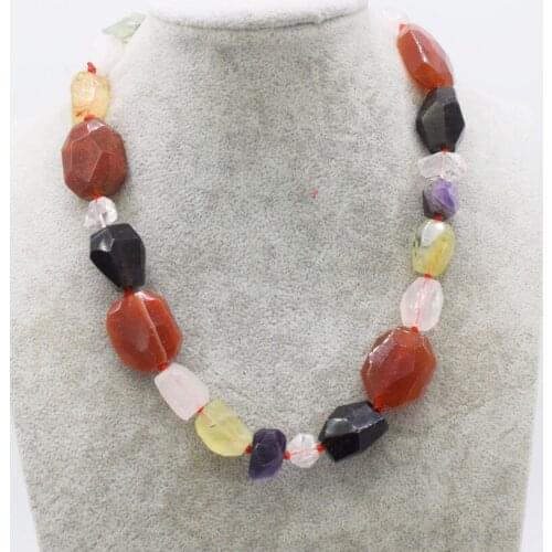 Prehnite/agate/amethyst/rosr quartz baroqe faceted necklace 17inch wholesale beads nature FPPJ woman 2018