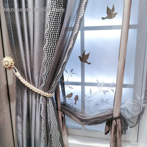 Light Luxury Small French Lace Curtains, High-end Curtains, High-end Apartment Bedroom Study Gray Curtain Set Customization