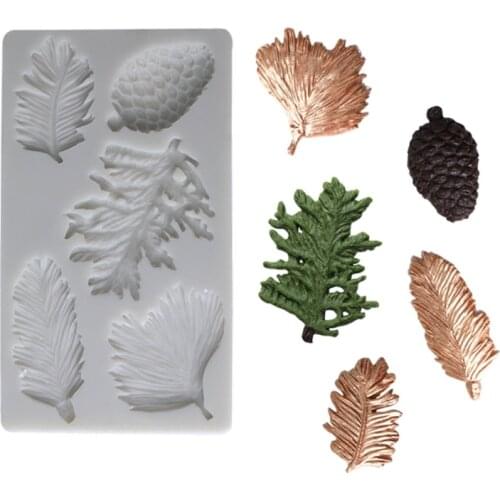 Christmas Pine Cones Leaves Mould Silicone Mold Fondant Cake Decorating Tool Gumpaste Sugarcraft Chocolate Forms Bakeware Tools