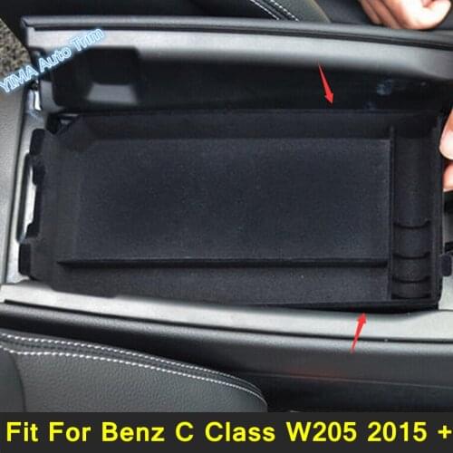 Lapetus Middle Armrest Storage Box Container Phone Tray Cover Fit For Mercedes-Benz C Class W205 2015 - 2018 Accessories