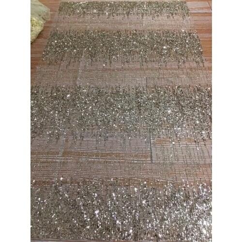 SYJ-5316 special design 5yards glued glitter print french mesh tulle lace fabric with sequins for party dress