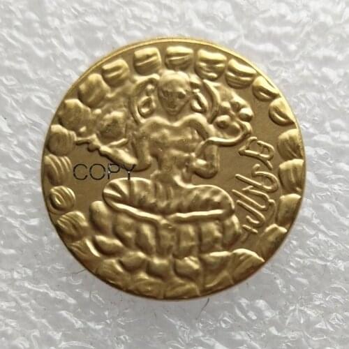 IN(26) INDIA, Post-Gupta (Gauda). Sasanka Deva. Circa AD 600-635. AV Dinar Gold Plated Copy Coin ( 22mm