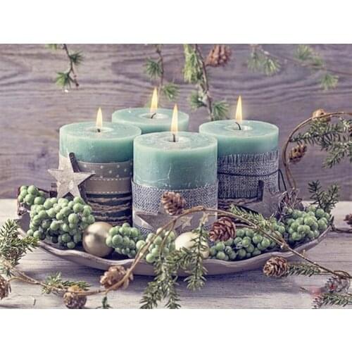 Yujohom Paint With Diamond Painting Cross Stitch Full Square Candle Kit 5D DIY Diamond Embroidery Mosaic Decorations for Home