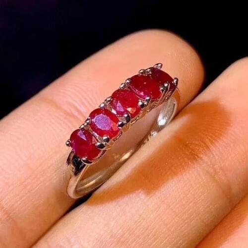CoLife Jewelry 100% Natural Ruby Silver Ring for Daily Wear 3mm*4mm Ruby Ring 925 Silver Ruby Jewelry Gift for Girl