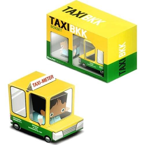 Yellow Taxi Van Car Box Cubee Ornaments Folding Cutting Mini 3D Paper Model Papercraft DIY Kids Adult Handmade Craft Toys ER-022