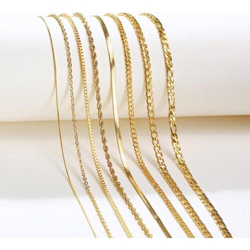 Women Flat Snake Chain Chokers Necklaces Stainless Steel Cuban Link Necklace Wholesale Jewelry 45-50cm
