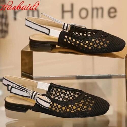 Women Summer Sandals Sexy cuts Out Air Mesh Women Loafers Fashion Bowknot Buckle Strap Women Flats Shoes Runway Party Dress Shoe