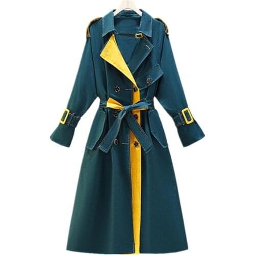 Korean Style Women‘s Long Trench Coats Top Quality Double Breasted Large Size Loose Windbreaker Abrigos Mujer