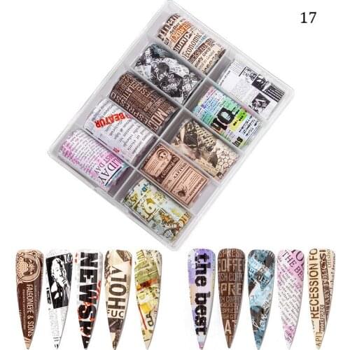 10 Rolls/kit Nail Starry Foil Sticker Leopard Flower Newspaper 100x4cm/Roll Sticker Foils Nail Tips Art Wrap Slide Sticker Foils