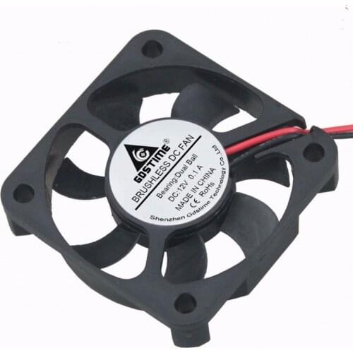 2 Pieces Gdstime 12V 50x50x10mm Cooling Fan 50mm x 10mm Dual Ball DC Brushless PC Case Cooler Radiator 5cm 5010 2Pin 5010