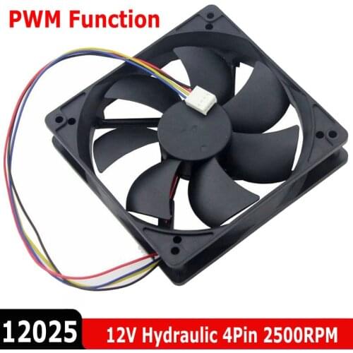 2PCS lot Gdstime Hydraulic 120mm x 25mm 12cm 4 Pin 12V PWM FG Cooling Fan for Computer CPU Cooler