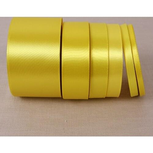 25 Yards Lemon yellow Silk Satin Ribbon Wedding Party Decoration Gift Wrapping Christmas New Year Apparel Sewing Fabric Ribbon