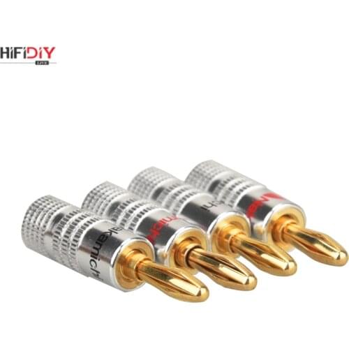 HIFIDIY 4PCS/Set 4mm Pure Copper Gold Plated Banana Plug Connector For Audio Video Speaker Cable Adapter Terminal Connectors Kit