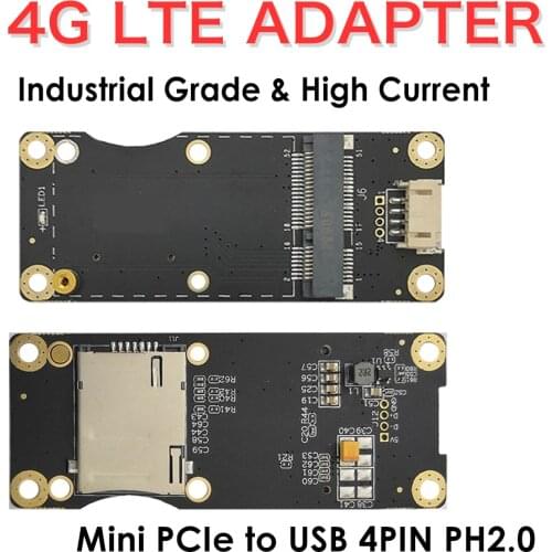 4G LTE Industrial Mini PCIe to USB Adapter W/SIM Card Slot USB 2.0 4PIN PH2.0 Connector For WWAN/LTE 3G/4G Wireless Module