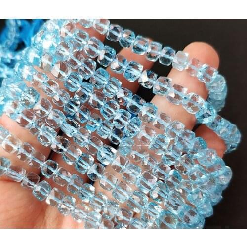 AAA LOOSE BEADS SKY BLUE TOPAZ square faceted 6-7mm wholesale for DIY jewelry necklace 23cm