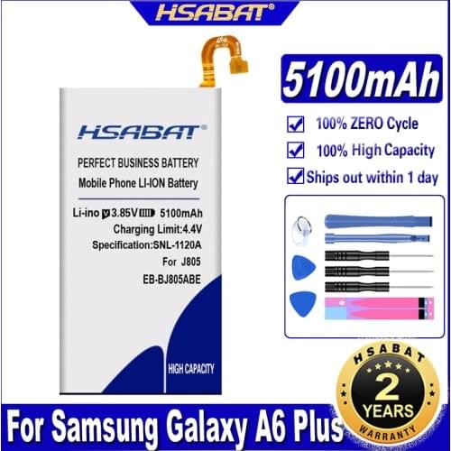 HSABAT EB-BJ805ABE 5100mAh Battery for Samsung Galaxy A6 Plus A6+ SM-A605F A605G A6050 A605K A605FN A605GN Batteries