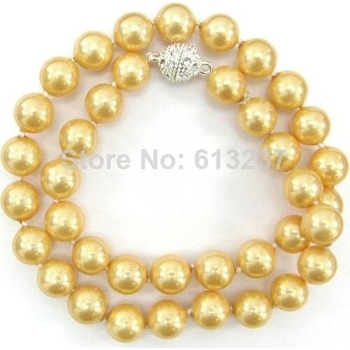 Artificial 10mmc charms golden shell round beads diy beautiful woman necklace elegant gifts jewelry 18 nich BV198
