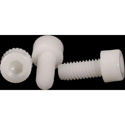 White Nylon Hexagon Socket Head Screws M3 M4 Cup Head Hexagon Socket Bolts Plastic Hexagon Screws