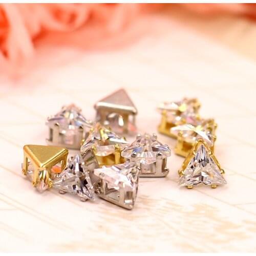 Free shipping 8mm 20pcs/lot Super flash Multicolour trigon shape Natural zircon,sew on stones for diy/Jewellery accessories