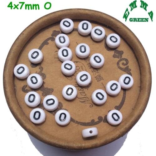 Letter Beads 200pcs 4*7mm Acrylic Beads Mini Tiny Beads Flat Round Beads Alphabet Beads A TO Z Single Letters White Beads