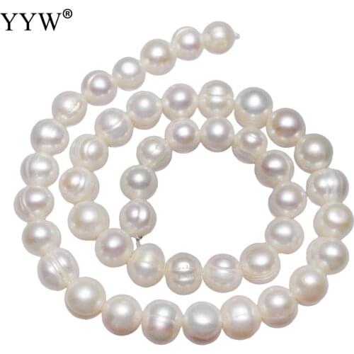 Cultured Potato Freshwater Pearl Beads with troll white 8-9mm Approx 0.8mm Sold Per 15.3 Inch Strand