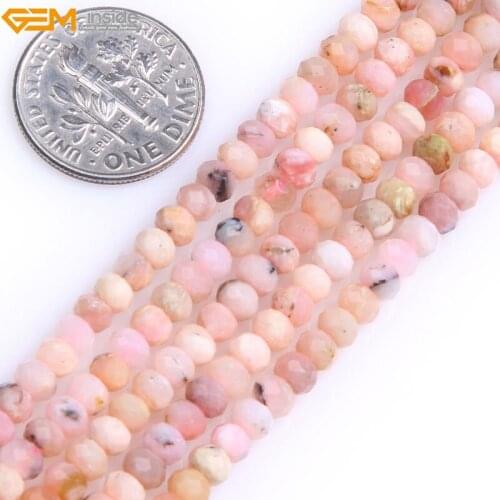 Gem-inside AAA Grade Natural Faceted Rondelle Pink Opal Beads For Jewelry Making Beads 15" DIY Christmas Gift