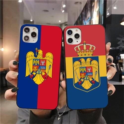 CUTEWANAN Flag of Romania DIY Painted Bling Phone Case for iPhone 11 pro XS MAX 8 7 6 6S Plus X 5S SE 2020 XR case