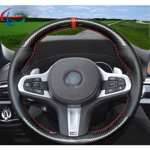 DIY Anti-Slip PU Carbon Fiber Black Leather Steering Wheel Cover For BMW G30 525i 530i 530d M550i M550d 2017 2018 G32 630i