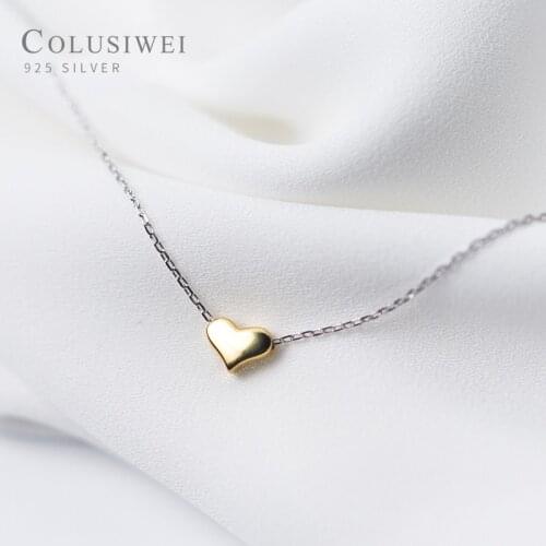 Colusiwei Romantic Love Choker Necklace Gifts for Women Daughter Fashion Gold Heart Pendant Necklace 925 Sterling Silver Jewelry