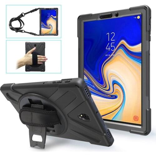 Kids Safe Tablet cover For Samsung Galaxy Tab S4 10.5 T830 T835 T837 case Heavy Duty Silicone+PC funda w/ Wrist+Shoulder Strap