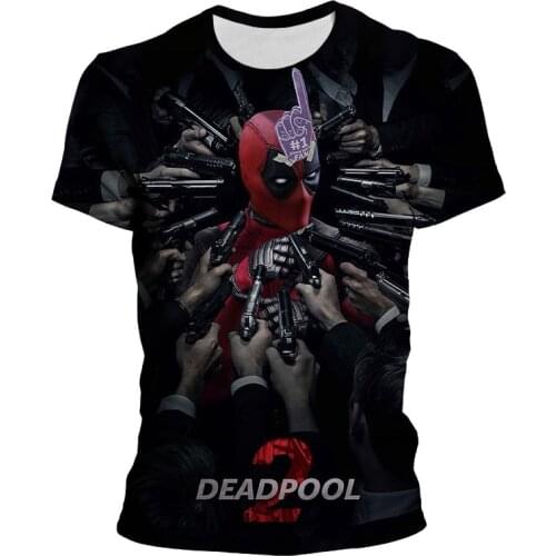 New Disney Marvel Deadpool 3D Printed T-shirt Mens Anime Shirt Handsome Summer Trend Loose Casual Short Sleeves Clothes