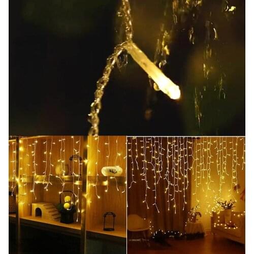 LED Holiday Fairy Garlands Outdoor Christmas Icicle Curtain Waterfall String Light Decoration Wedding Garden 6M Droop 0.7-0.9M