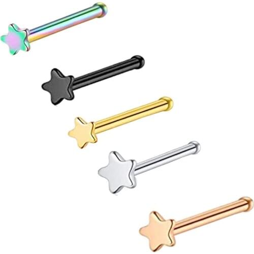 Surgical Steel Nose Pin Star Screws Studs 20G Body Piercing Set Jewelry Nose Stud Retainer Star Labret Studs Set Piercings