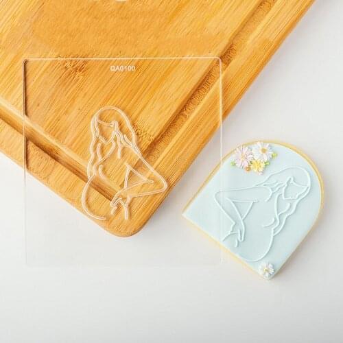 Cake Decoration Tool Happy Mothers Day Pregnant Acrylic + Cutter Reverse Stamp Embosser Fondant Plastic Mould Baking Tools