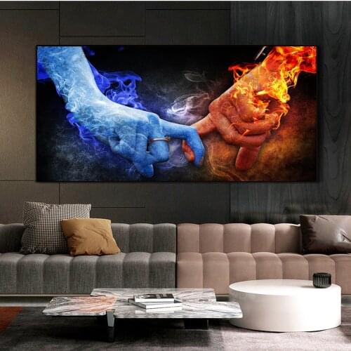 Ice and Fire love Modern Canvas Paintings Modern Graffiti Art Prints Posters And Prints Abstract Lover Wall Pictures Cuadros