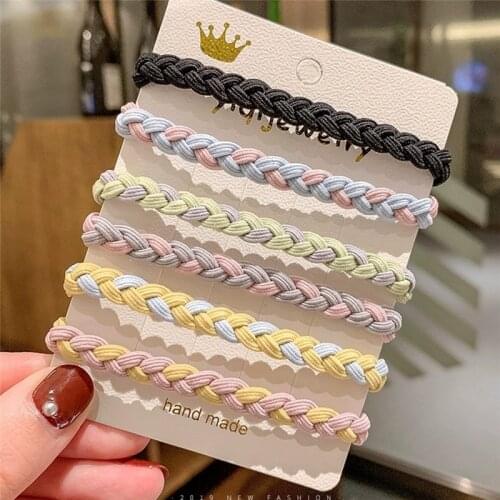 Imixlot 10pcs/set Simple Fashion Colorful Twist Braid Hair Ring Headwear For Women Girls Elastic Head Rope Hair Accessories