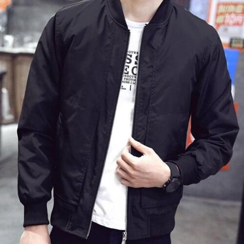 Men Coat Solid Color Zipper Slim Long Sleeve Pocket Coat Jacket Baseball Uniform Blue M Men Clothing Sports Street Wear 2021