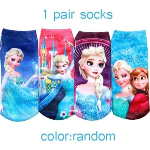 1 Pair Frozen Cartoon Short Socks For kids Random Color Elsa Spiderman Mickey Minnie Woody Boat Socks For Boys Girls 3 to 9 Yrs