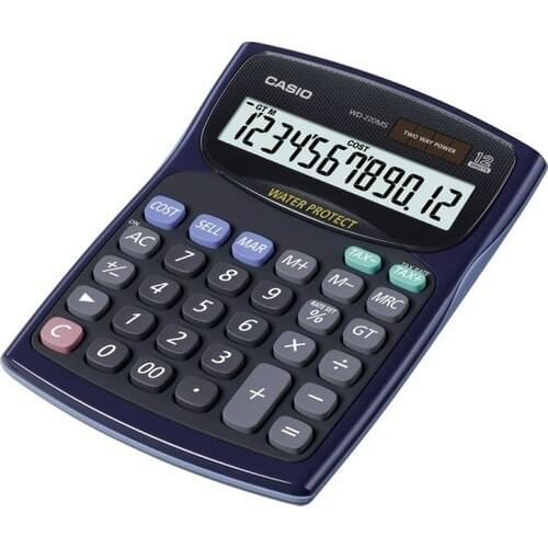 Casio WD-220MS-BU 12 Digit Water and Dust Resistant Calculator