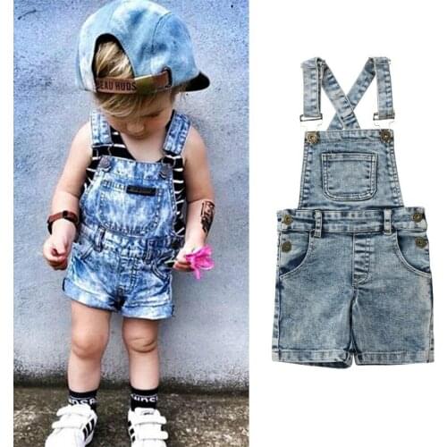 0-6Y Toddler Kids Baby Girls Boys Denim Bib Shorts Short Pants Overalls Outfits Kids Clothing Summer Autumn