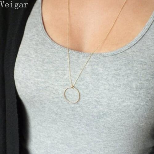 Round Circle Pendant Necklace Female 2018 Fashion Jewelry Simple Style Gold Silver Color Women Necklaces Colar Feminino