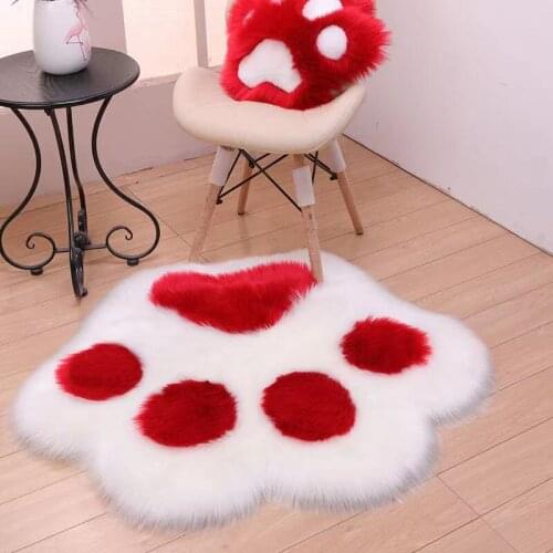 Plush Soft European Bear Foot Bedroom Carpet Imitation Wool Pad Long Hair Bedside Bay Window Cushion Sofa Cushion White Window