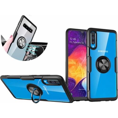 For Samsung Galaxy A10 A20 A30 A40 A50 A70 Transparent Clear ring Glass Case for S9 Plus S10 5G S10E Note 10 Pro Back Cover