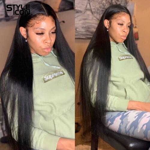 32 34 36 38 Inches Straight Lace Closure Wig Long Brazilian 4*4 Lace Closure Wigs for Black Women Remy Human Hair Wigs