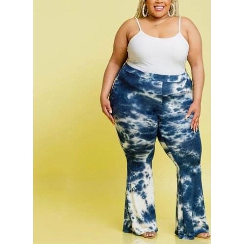 Plus Size Bell Bottom Pants Women High Waist Flare 4XL 5XL Large Printed Bodycon Elegant Fashion High Street Long Trousers Hot