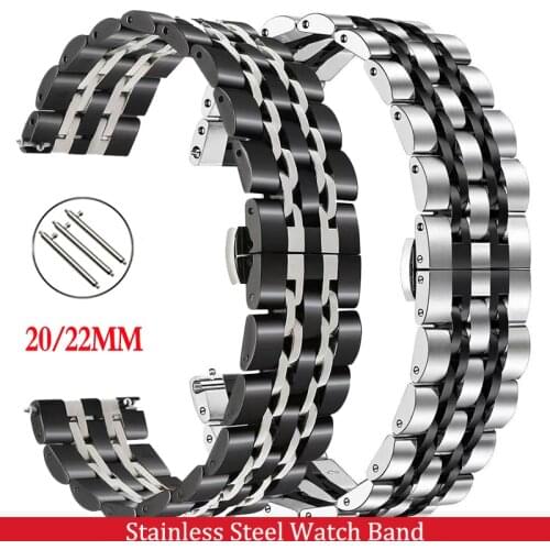20/22mm Stainless Steel Watch Strap for SAMSUNG Galaxy Watch 3 41/45mm 46/42mm gear S3 bracelet Sport Loop Active 2 Amazfit GTR