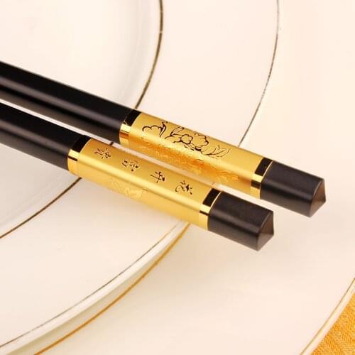 Luxury Household sushi Chopsticks Tableware dinnerware Alloy black chopsticks Chinese Style for gift(24.2cm) korean chopsticks